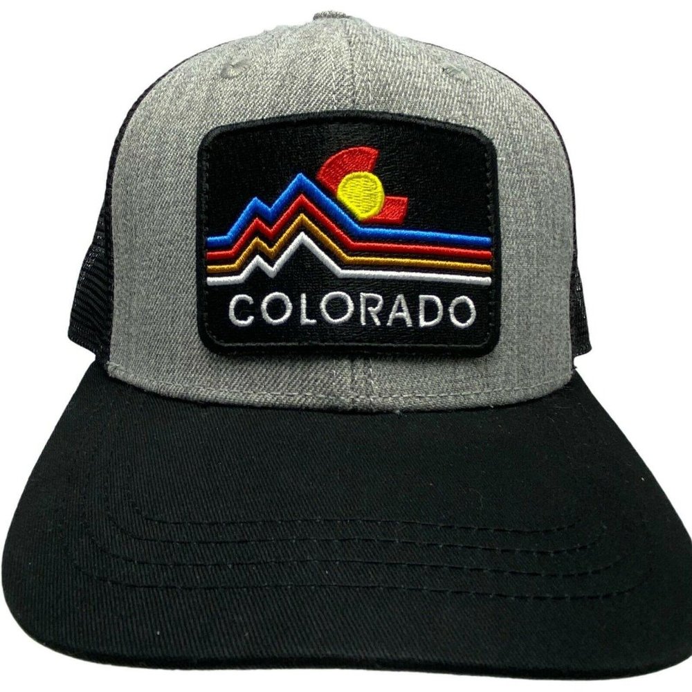 Colorado Gray Black Mesh Patch Snapback Baseball Hat Mountains Souvenir